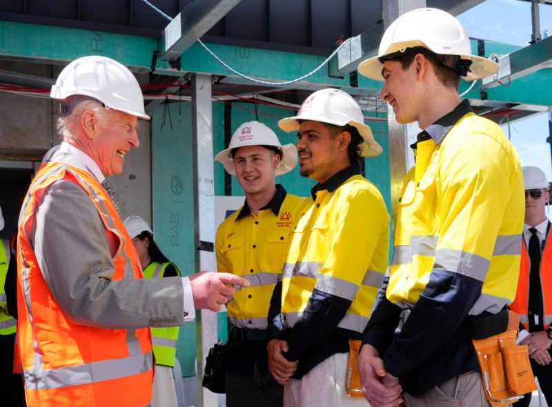 Construction trainees meet The King at new social housing